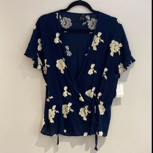 Saks Fifth Avenue Wrap Floral Blouse